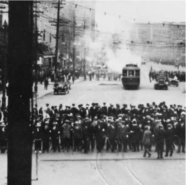 A black and white photo of The Winnipeg General Strike, June 21, 1919