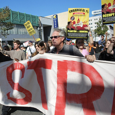 A scene from the general strike in Oakland on November 2, 2011
